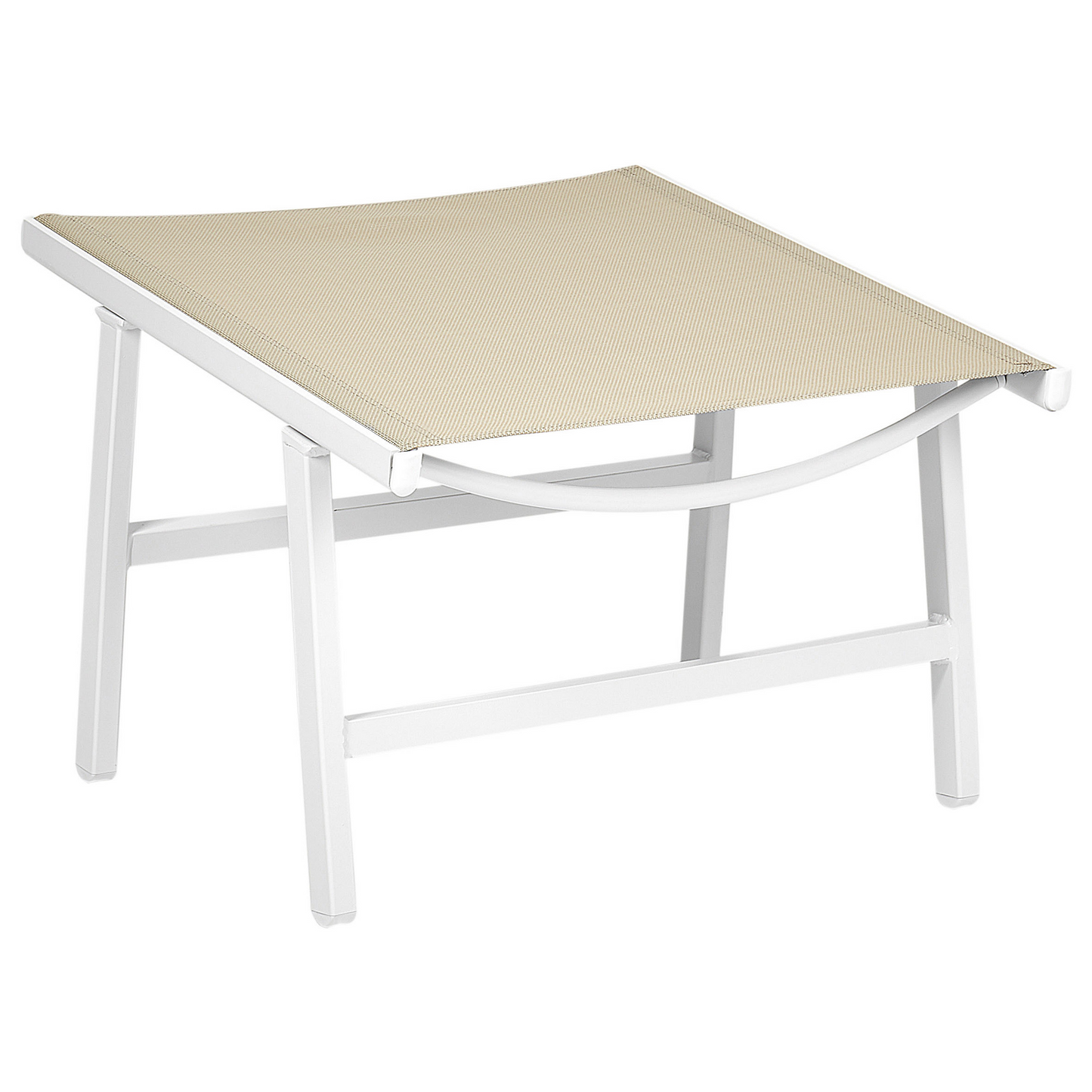 Garden Chair Textilene Seat With Footrest Beige White