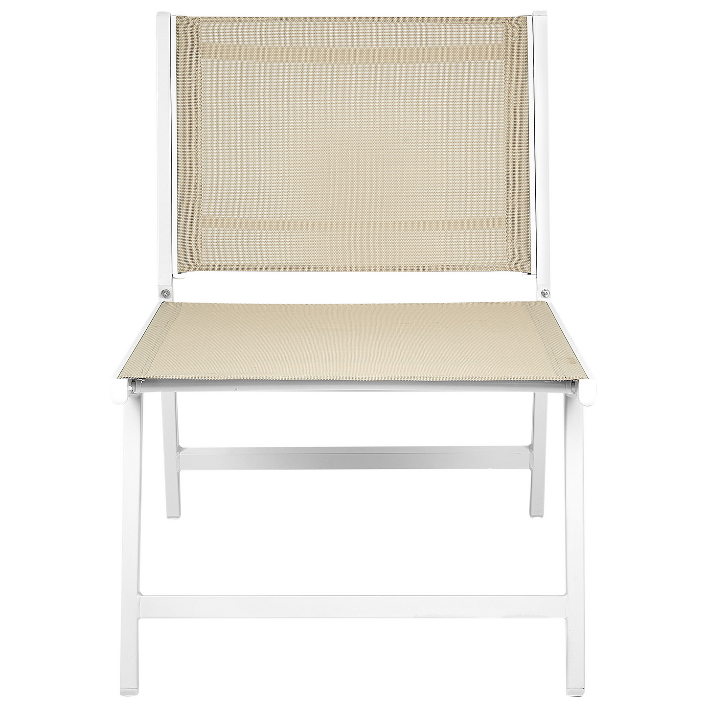 Set Of 2 Beige Textilene Garden Chairs With Footrests Aluminum Frame Outdoor Patio