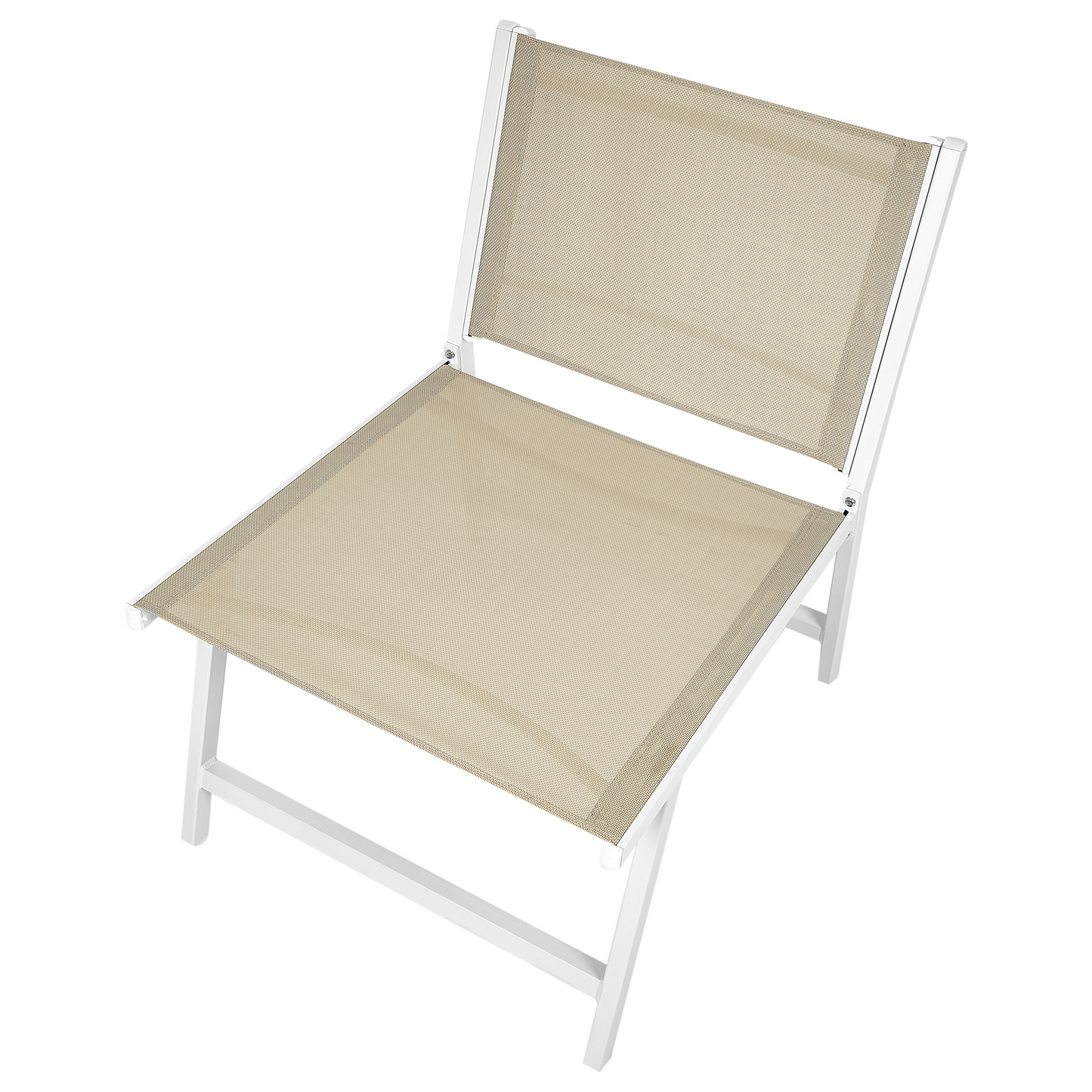 Set Of 2 Beige Textilene Garden Chairs With Footrests Aluminum Frame Outdoor Patio