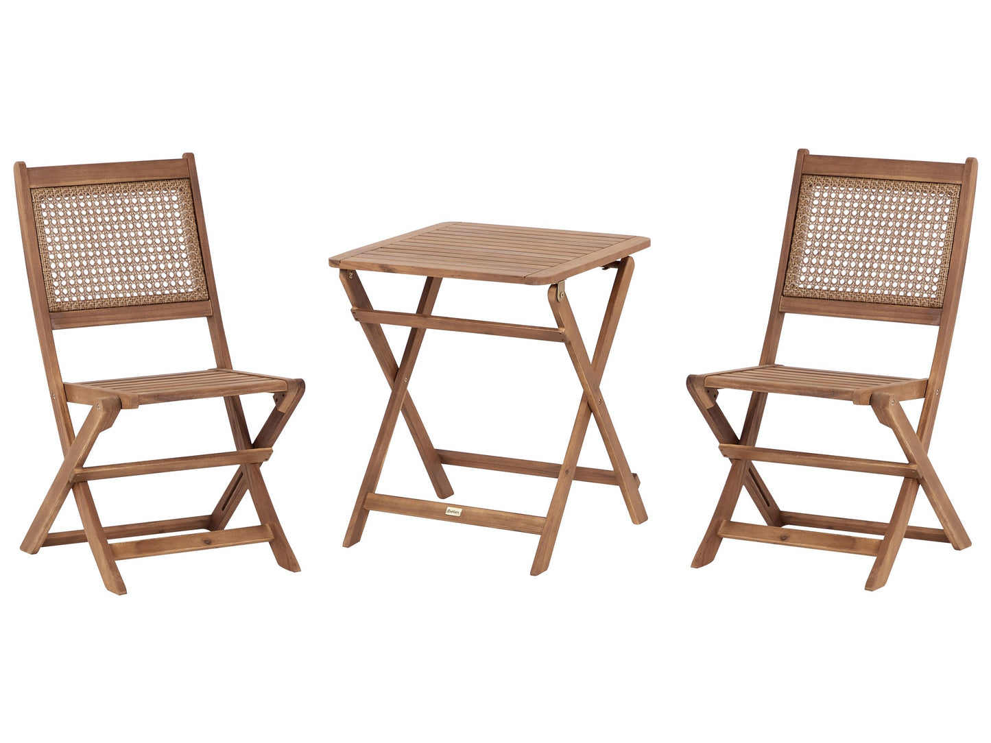 Acacia Living 3 Piece Folding Bistro Set Two Chairs And Table For Balcony Slatted Design
