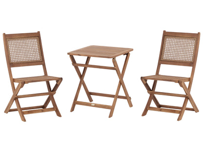 Acacia Living 3 Piece Folding Bistro Set Two Chairs And Table For Balcony Slatted Design