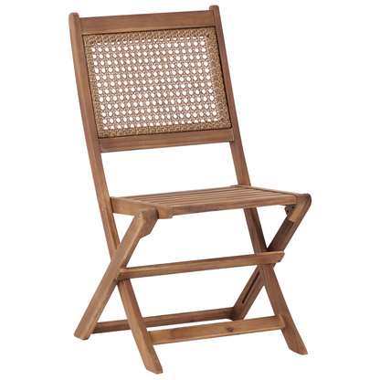 Acacia Living 3 Piece Folding Bistro Set Two Chairs And Table For Balcony Slatted Design