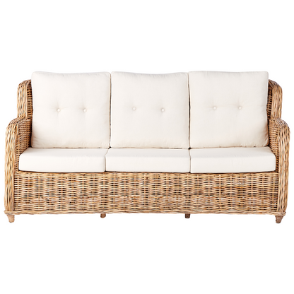 Garden Conversation Set Natural White Cushions 3 Seater