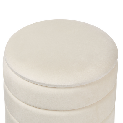 Storage Pouffes Set Of 2 Beige Velvet With Gold Base