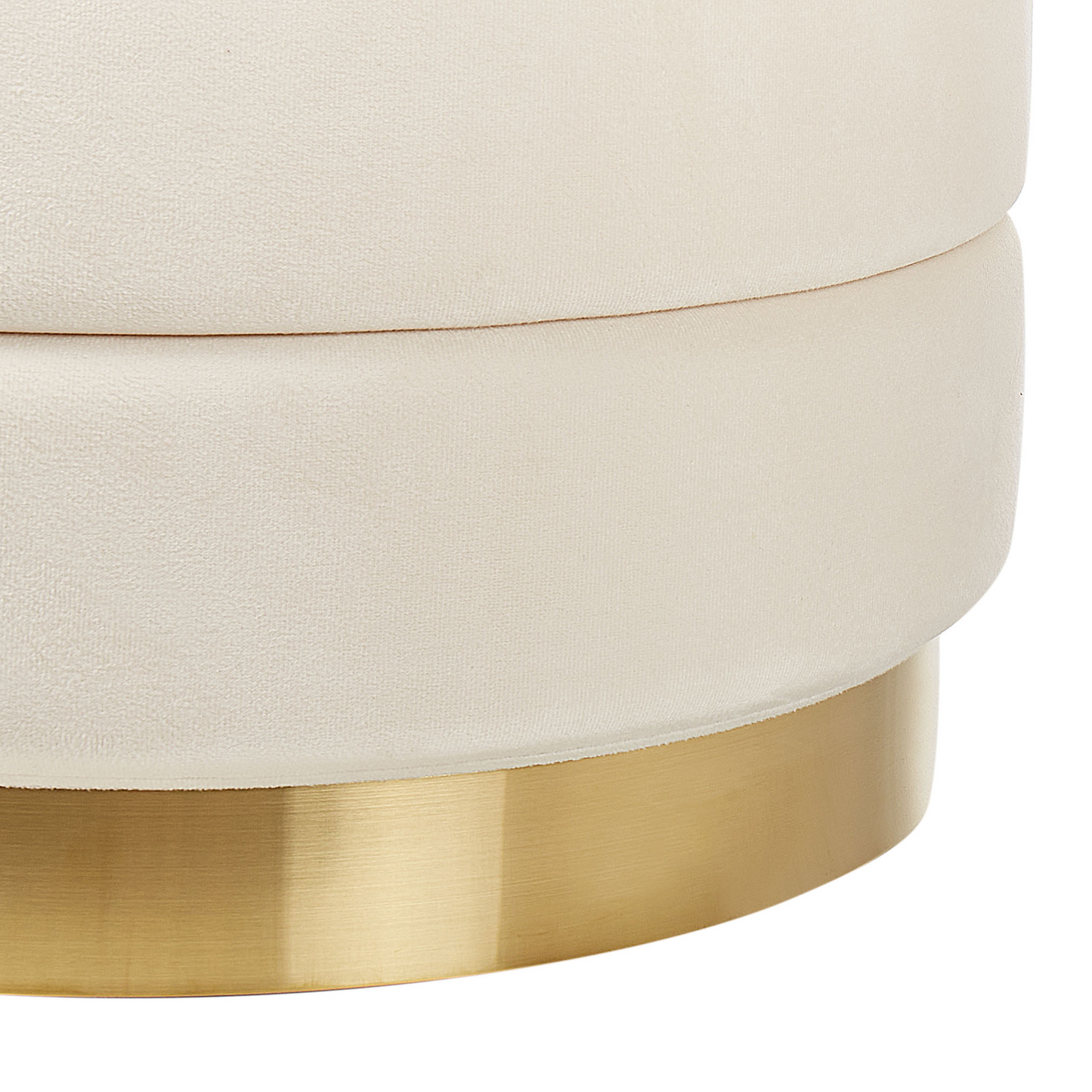 Storage Pouffes Set Of 2 Beige Velvet With Gold Base