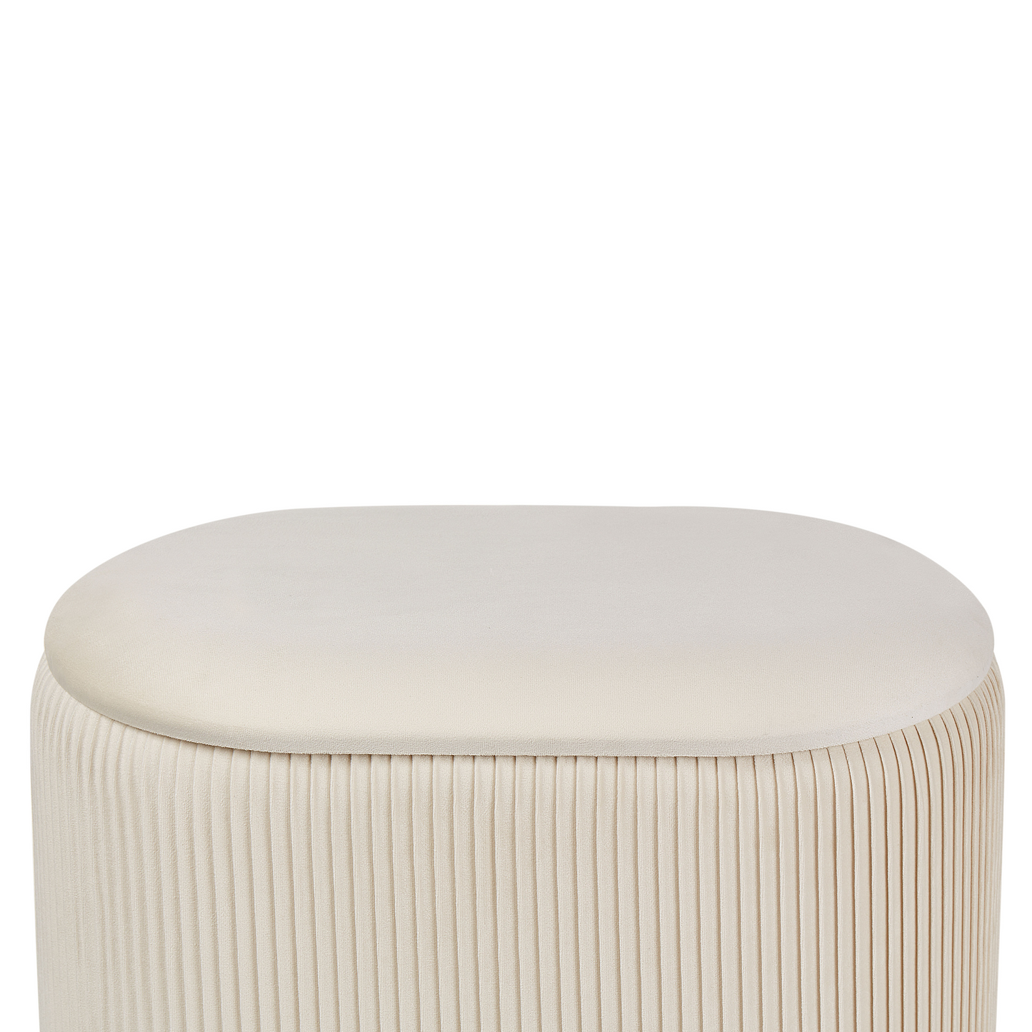 Velvet Pouffe With Hidden Storage Light Beige