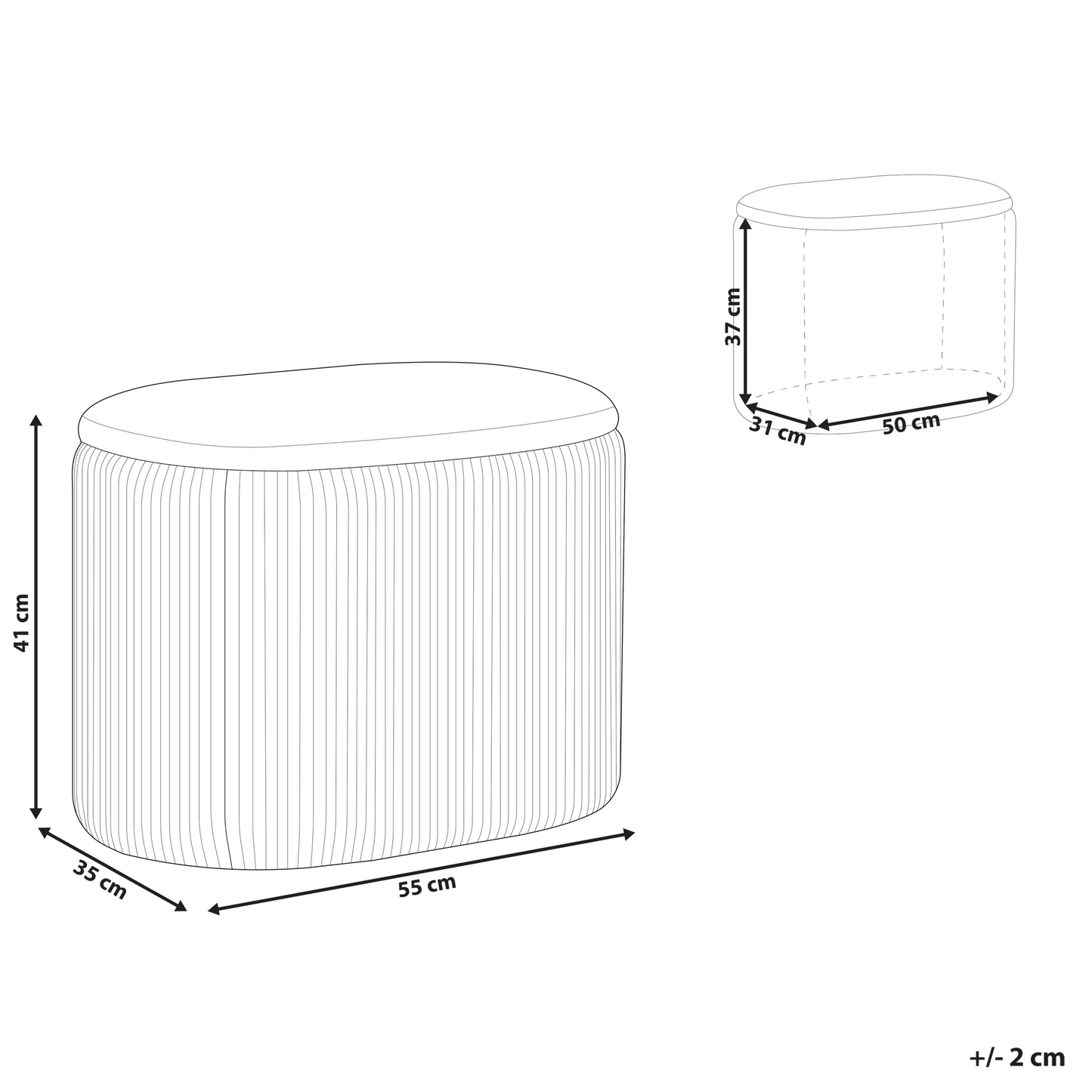 Velvet Pouffe With Hidden Storage Light Beige