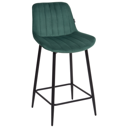 Velveten Emerald Bar Chairs Set Of 2 Armless With Black Steel Legs