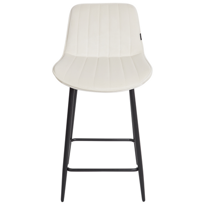 Velvet Bar Chairs Set Of 2 Light Beige Black Steel Legs