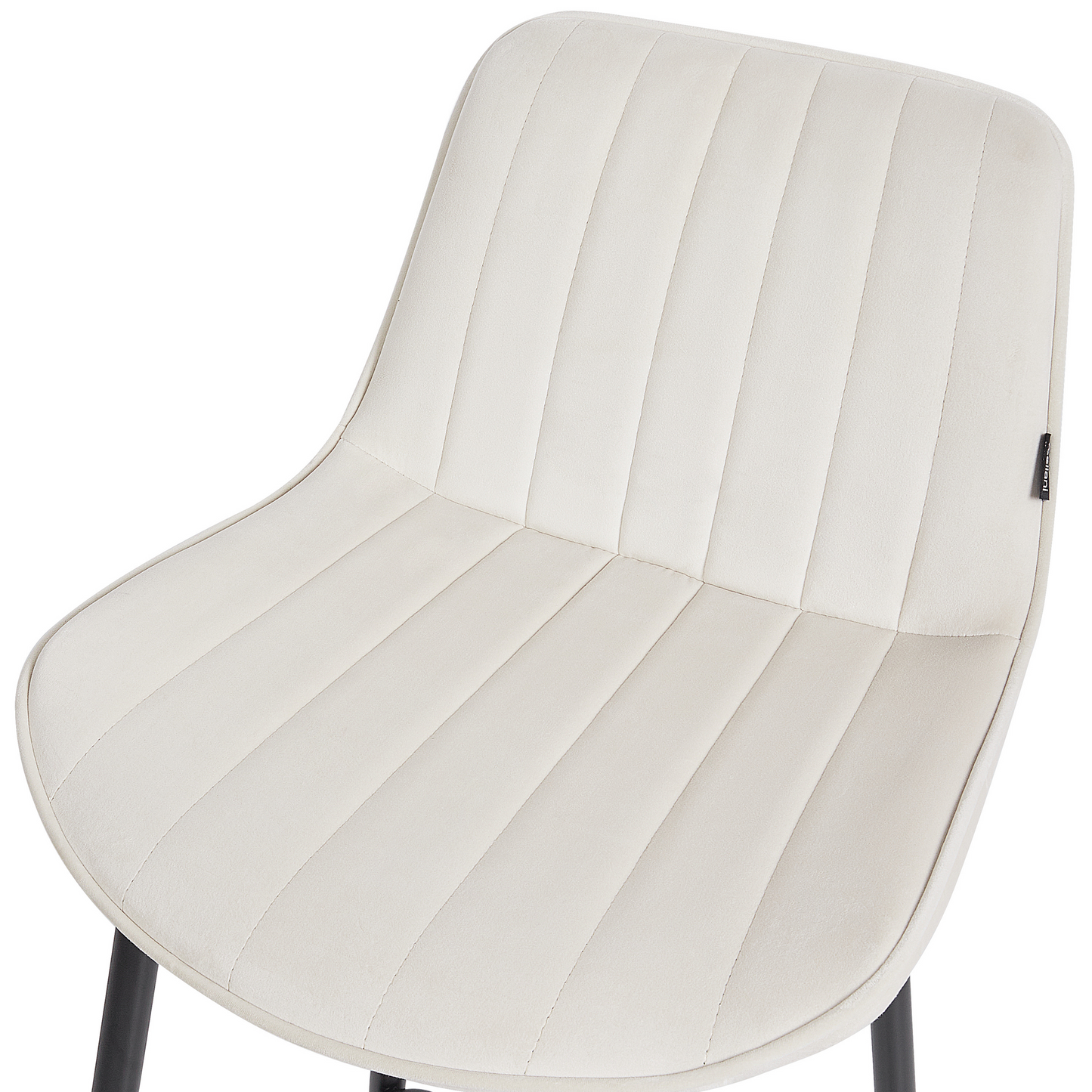 Velvet Bar Chairs Set Of 2 Light Beige Black Steel Legs
