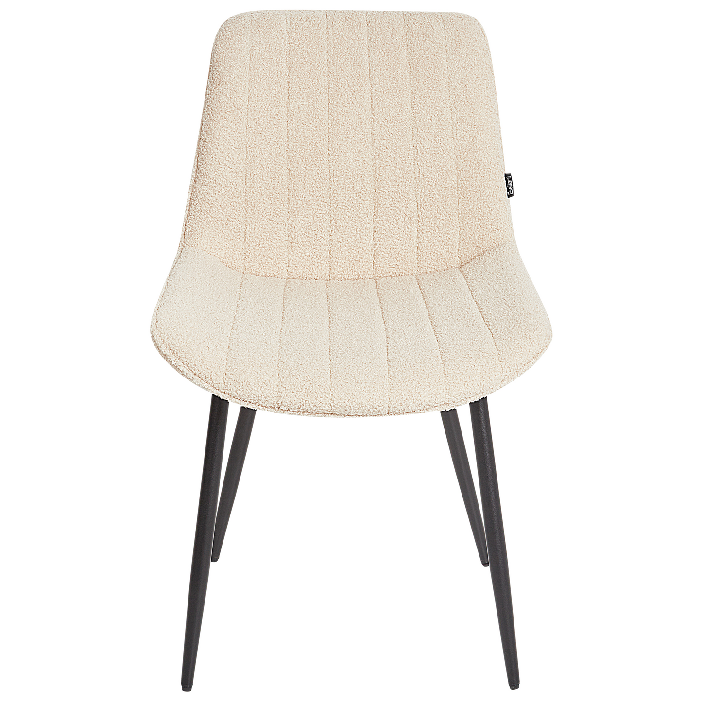 Armless Boucle Dining Chairs 2 Light Beige Black Steel Legs