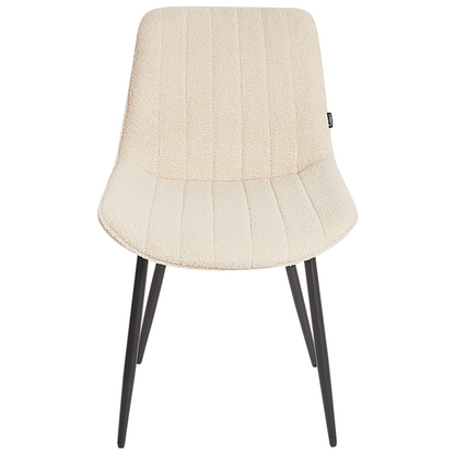 Armless Boucle Dining Chairs 2 Light Beige Black Steel Legs
