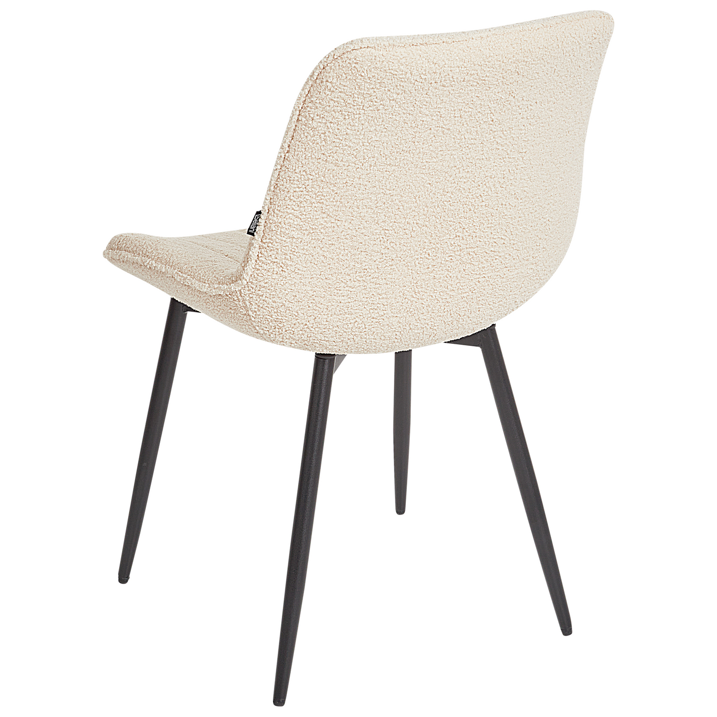 Armless Boucle Dining Chairs 2 Light Beige Black Steel Legs
