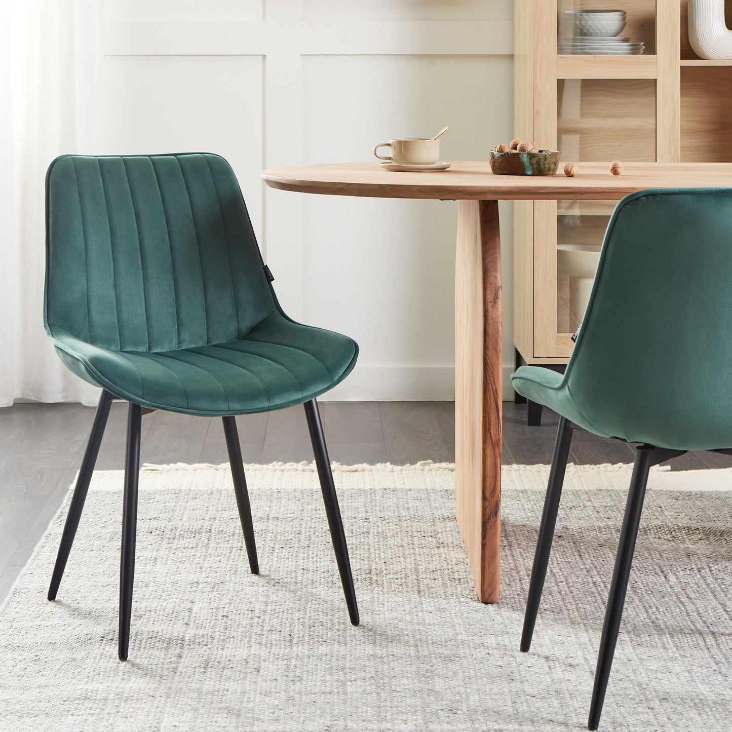 Emerald Velvet Armless Dining Chairs Set Of 2 Black Steel Legs