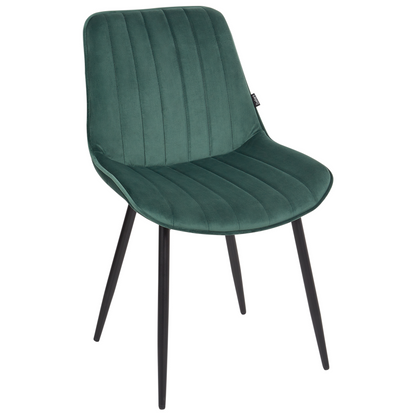 Emerald Velvet Armless Dining Chairs Set Of 2 Black Steel Legs