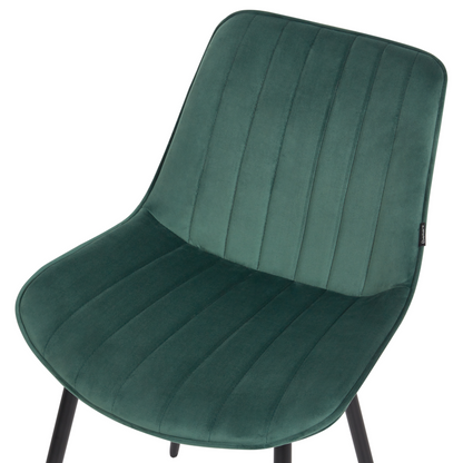 Emerald Velvet Armless Dining Chairs Set Of 2 Black Steel Legs