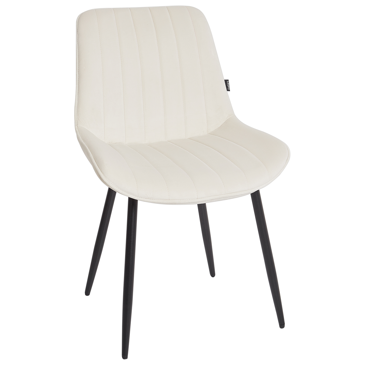 Set Of 2 Beige Armless Velvet Chairs With Black Steel Legs