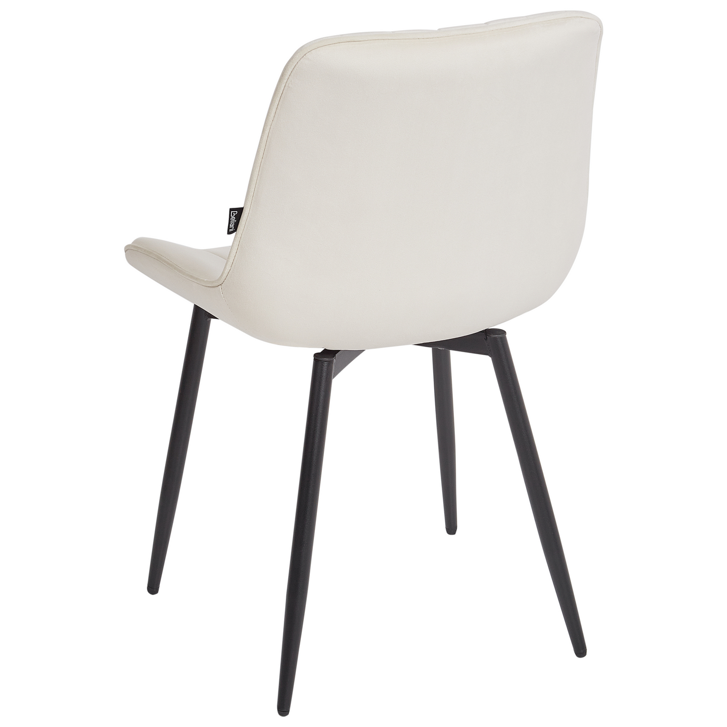 Set Of 2 Beige Armless Velvet Chairs With Black Steel Legs