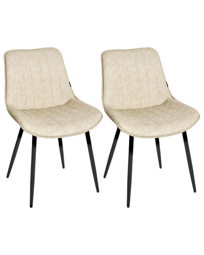 Light Beige Armless Faux Leather Dining Chairs Set Of 2 Modern Design
