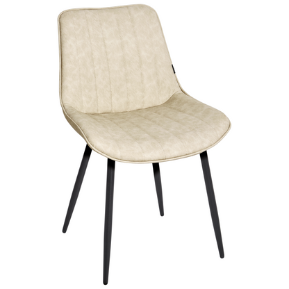 Light Beige Armless Faux Leather Dining Chairs Set Of 2 Modern Design