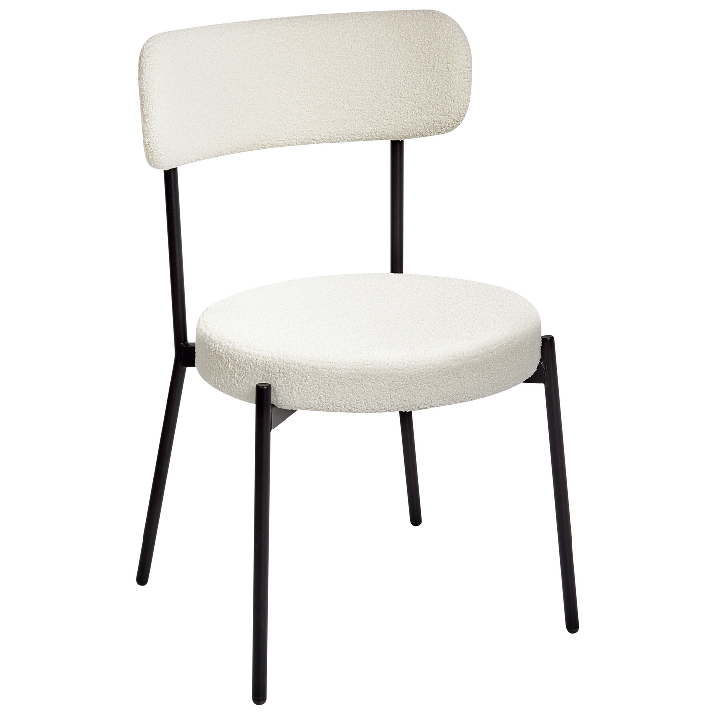 Aura Living White Boucle Dining Chairs Set of 2 With Black Steel Legs