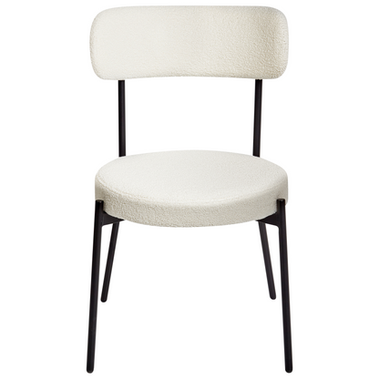 Aura Living White Boucle Dining Chairs Set of 2 With Black Steel Legs