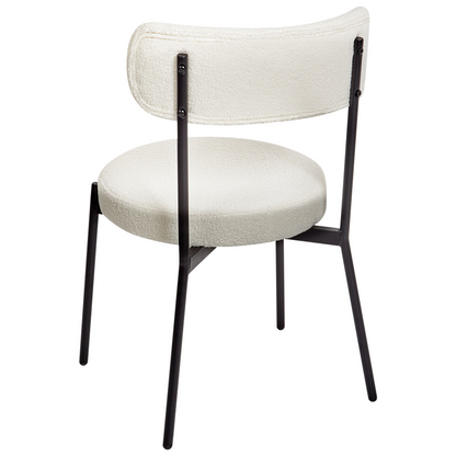 Aura Living White Boucle Dining Chairs Set of 2 With Black Steel Legs
