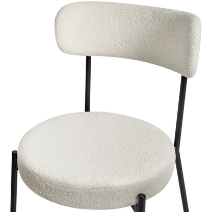 Aura Living White Boucle Dining Chairs Set of 2 With Black Steel Legs