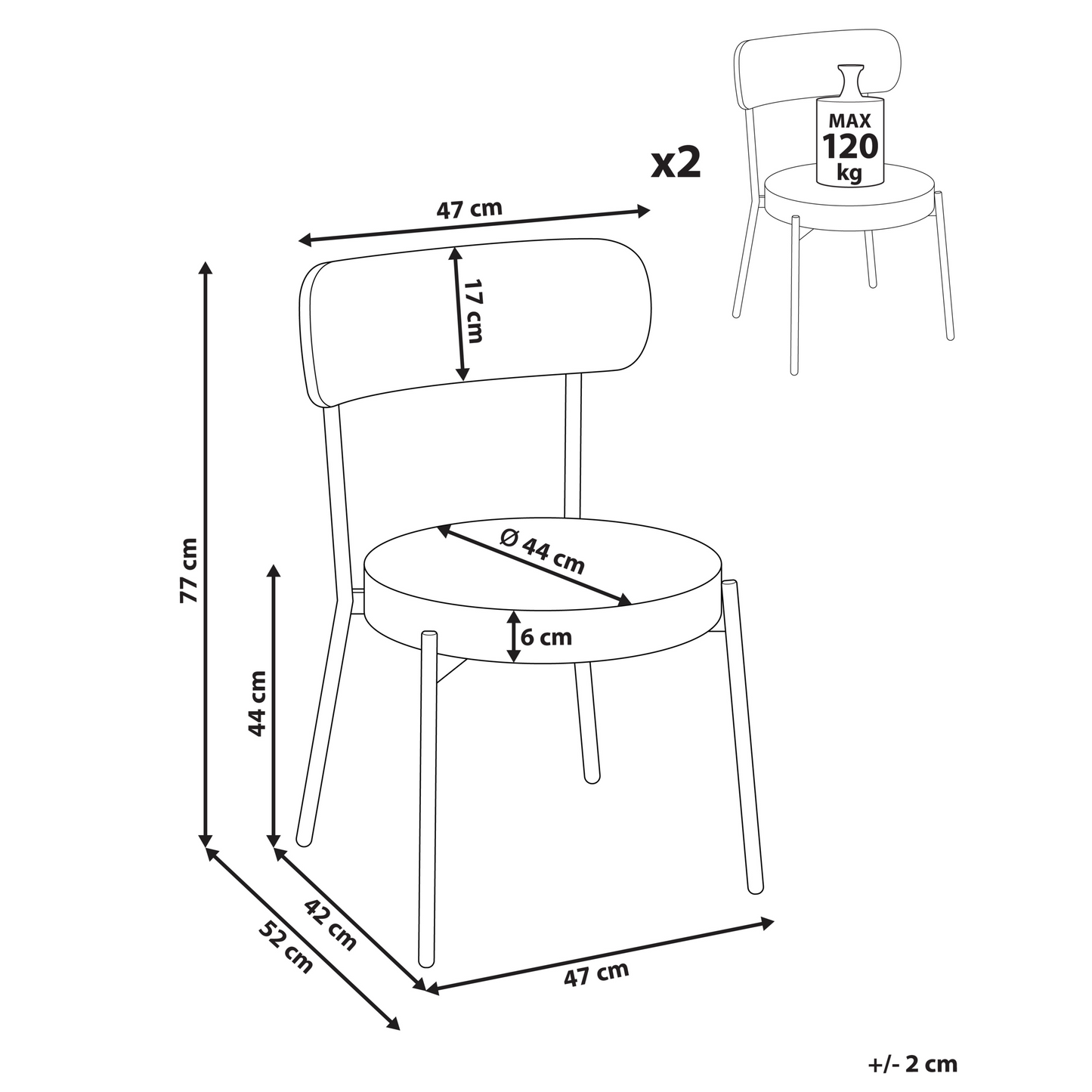 Aura Living White Boucle Dining Chairs Set of 2 With Black Steel Legs