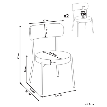 Aura Living White Boucle Dining Chairs Set of 2 With Black Steel Legs