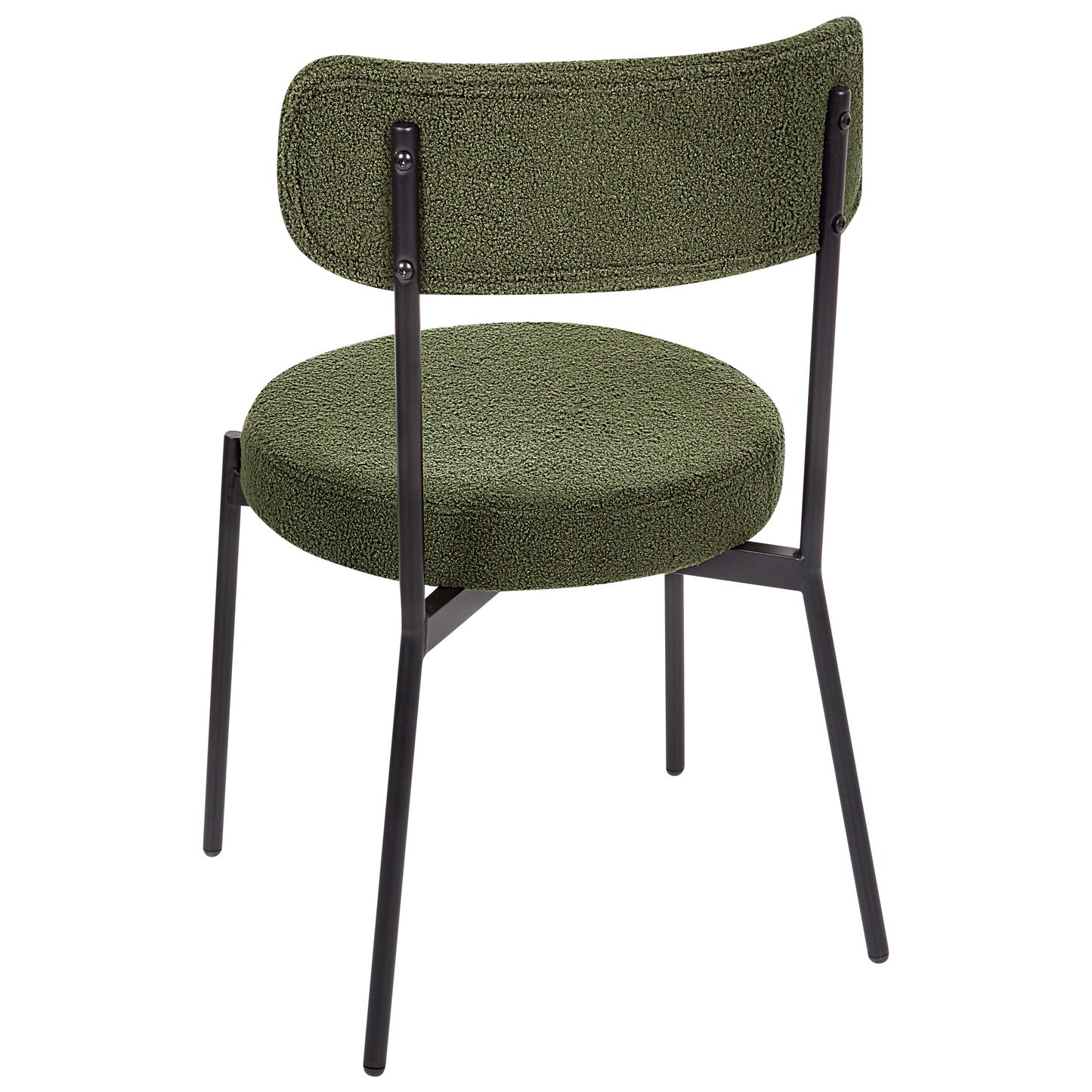 Set Of 2 Dark Green Boucle Chairs With Black Steel Legs