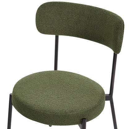 Set Of 2 Dark Green Boucle Chairs With Black Steel Legs