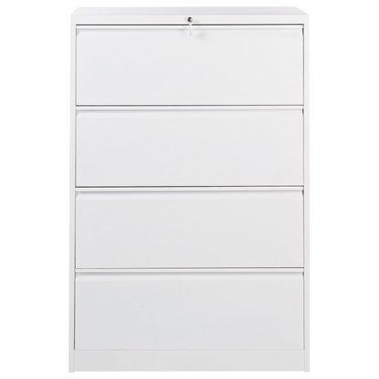 Apex Office Storage Unit White Steel 4 Drawer Locking Cabinet