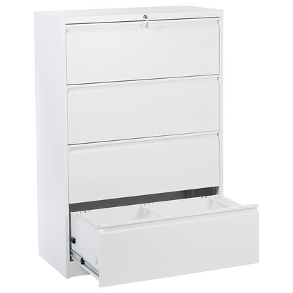 Apex Office Storage Unit White Steel 4 Drawer Locking Cabinet