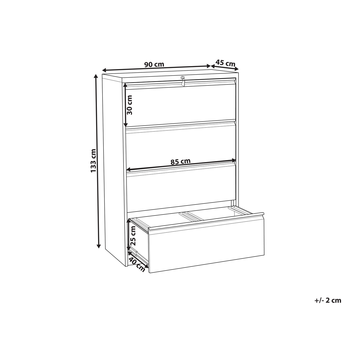Apex Office Storage Unit White Steel 4 Drawer Locking Cabinet