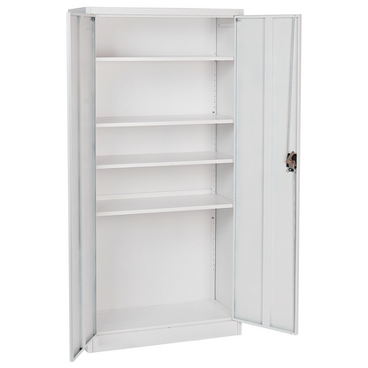 Home Office Storage Cabinet White Steel 2 Doors 5 Shelves