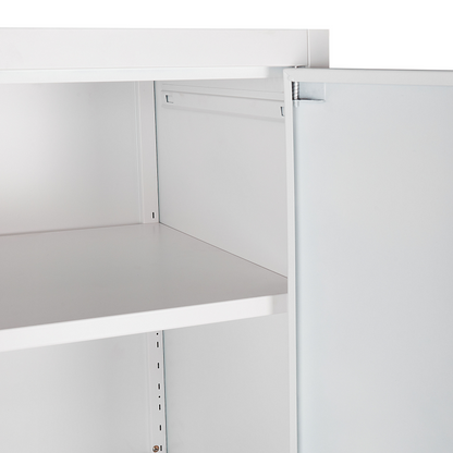 Home Office Storage Cabinet White Steel 2 Doors 5 Shelves