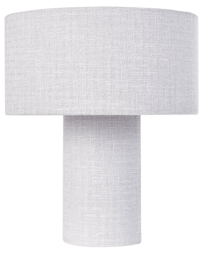 Bedside Table Lamp Grey Cotton Linen Drum Shade 30cm