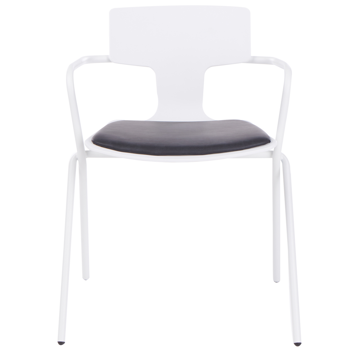 Conference Chairs Set Of 2 White Black PU Cushions Metal Legs