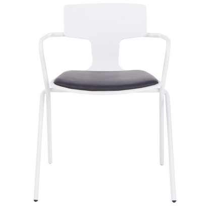 Conference Chairs Set Of 2 White Black PU Cushions Metal Legs