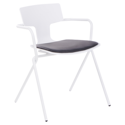 Conference Chairs Set Of 2 White Black PU Cushions Metal Legs