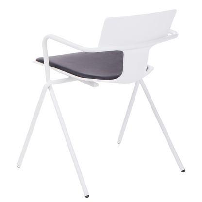 Conference Chairs Set Of 2 White Black PU Cushions Metal Legs