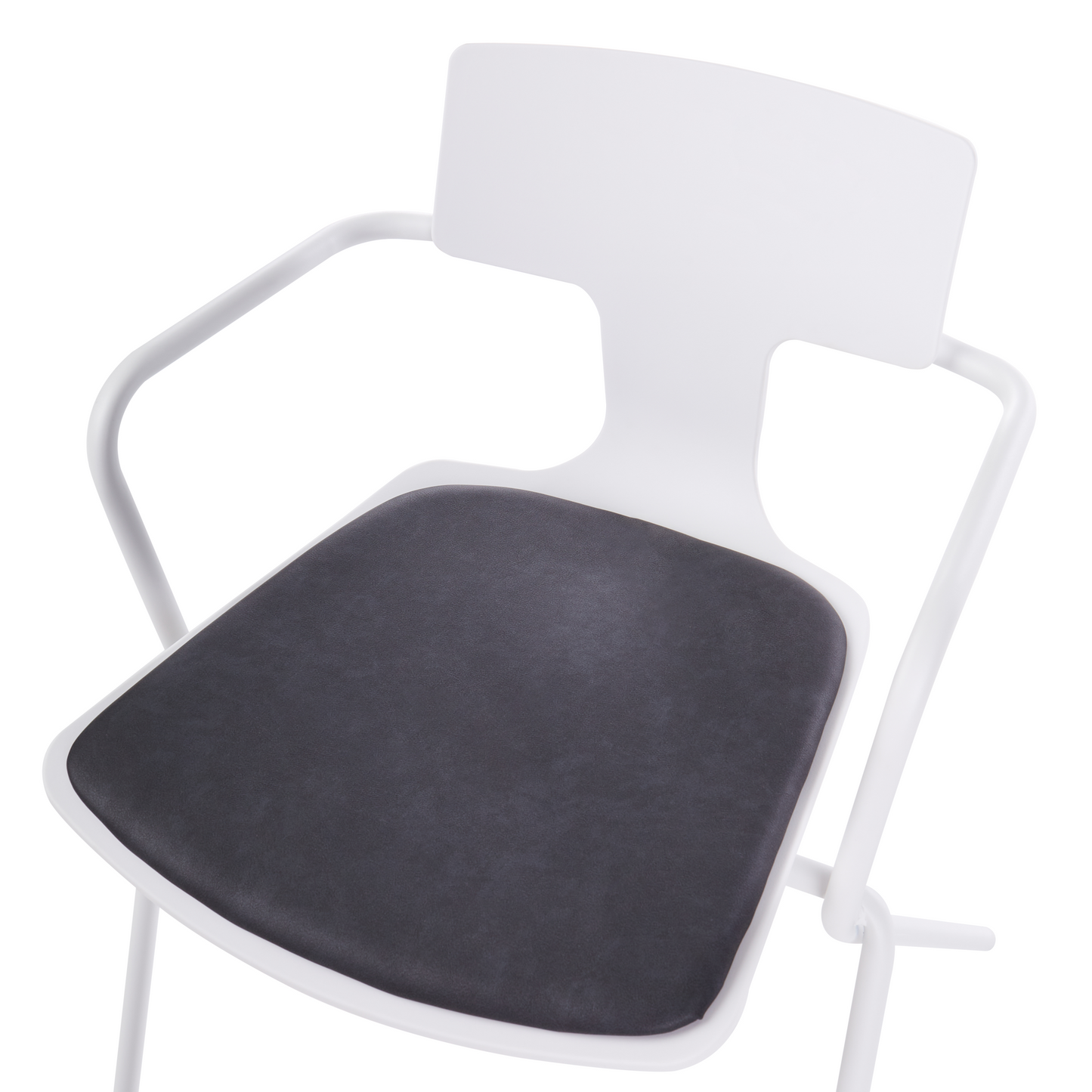 Conference Chairs Set Of 2 White Black PU Cushions Metal Legs