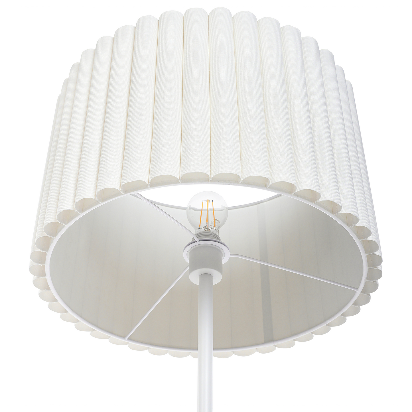 Floor Lamp Off-White 154cm Drum Shade Iron Base