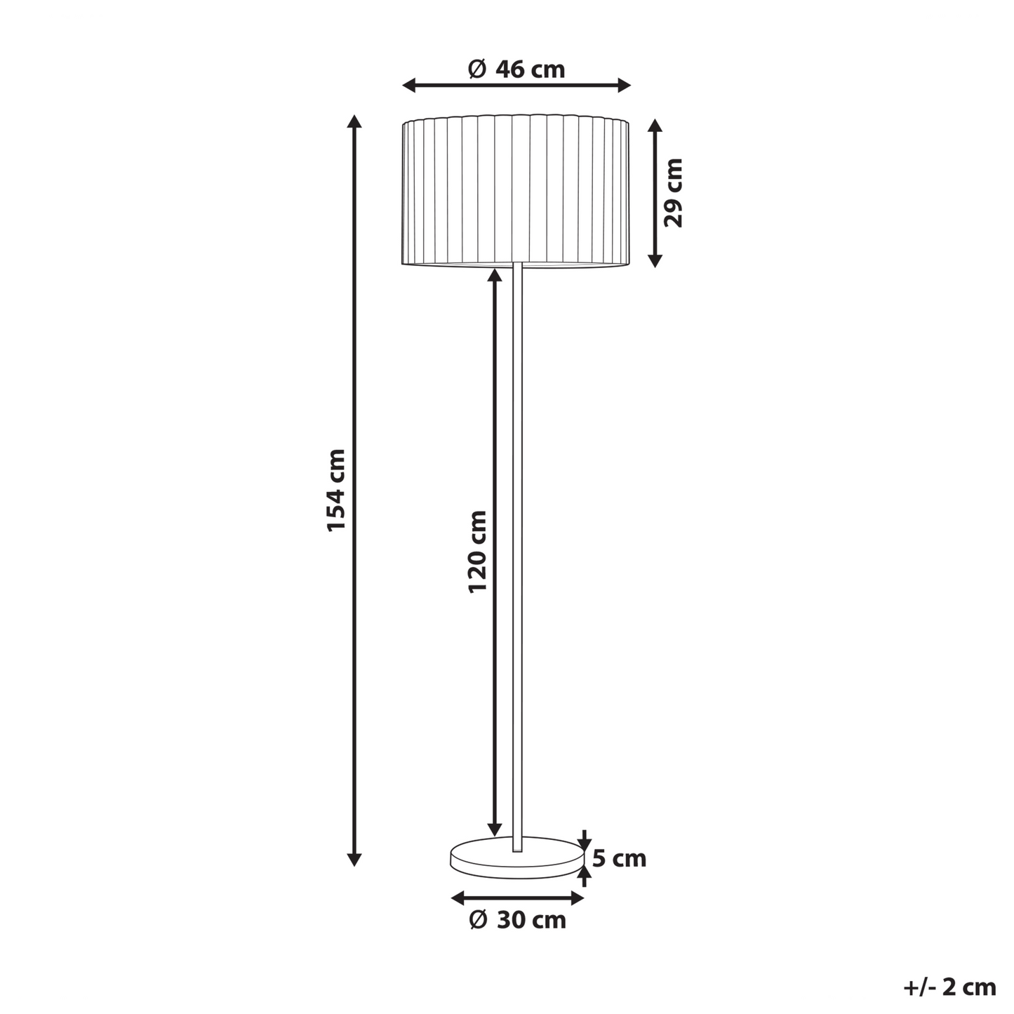 Floor Lamp Off-White 154cm Drum Shade Iron Base