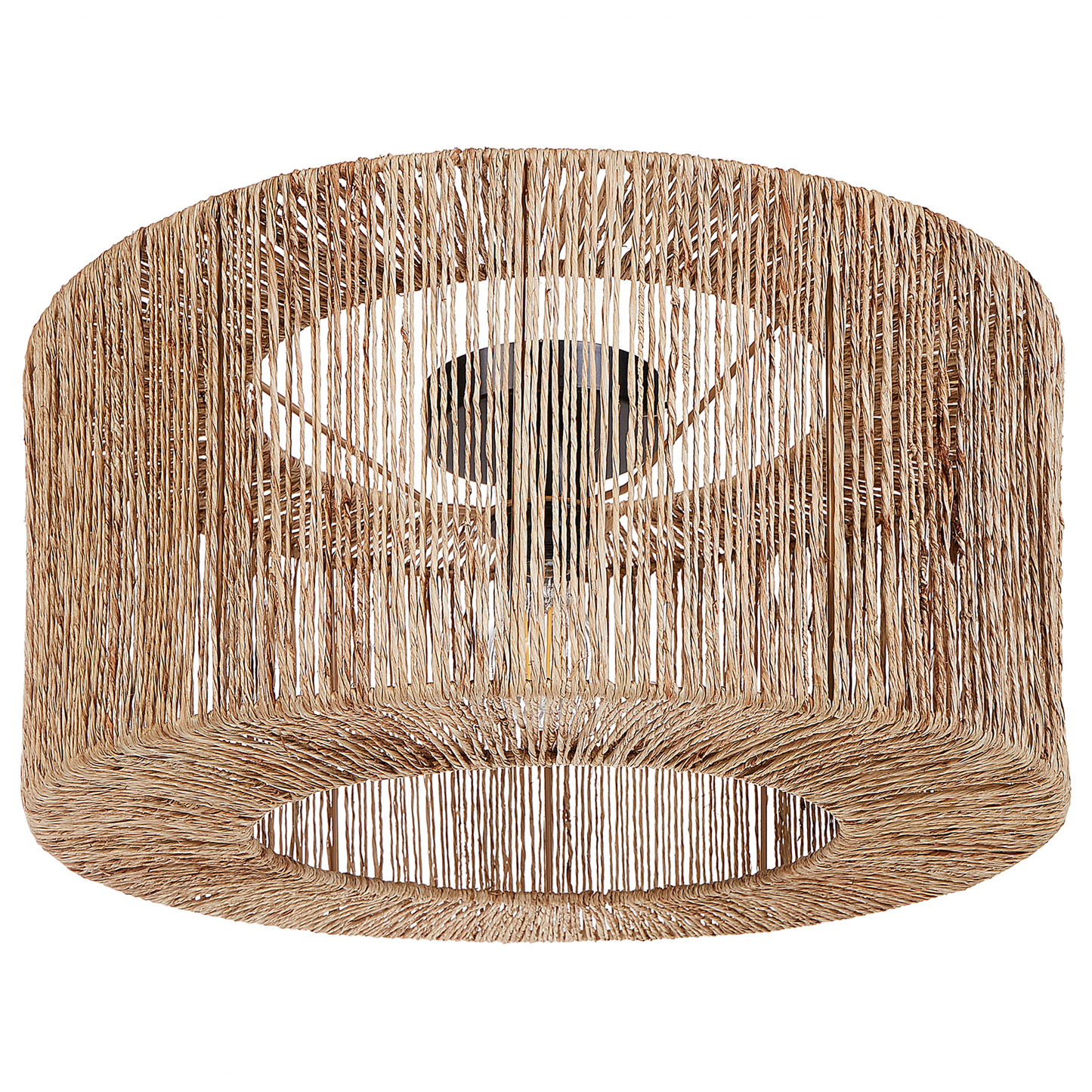 Ceiling Lamp Natural Jute Shade Black Iron Base