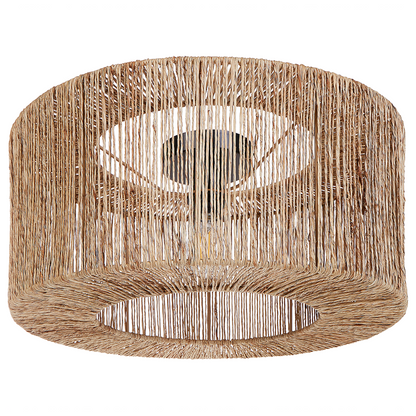 Ceiling Lamp Natural Jute Shade Black Iron Base