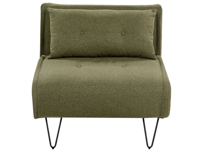 Small Olive Green Fabric Sofa Bed 1 Seater Fold-Out Sleeper