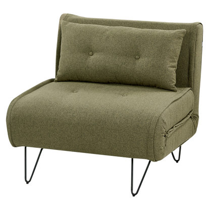 Small Olive Green Fabric Sofa Bed 1 Seater Fold-Out Sleeper