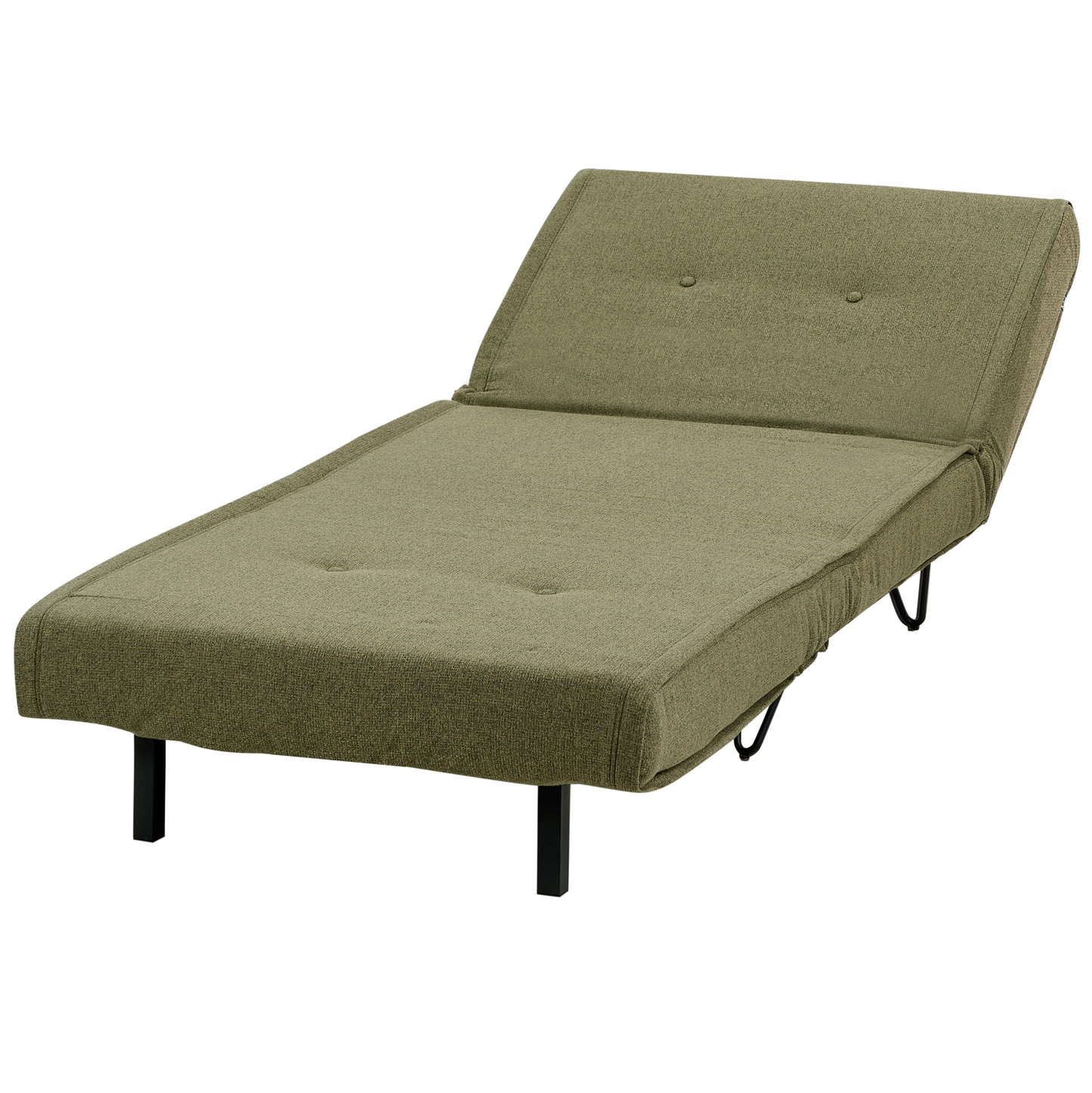 Small Olive Green Fabric Sofa Bed 1 Seater Fold-Out Sleeper